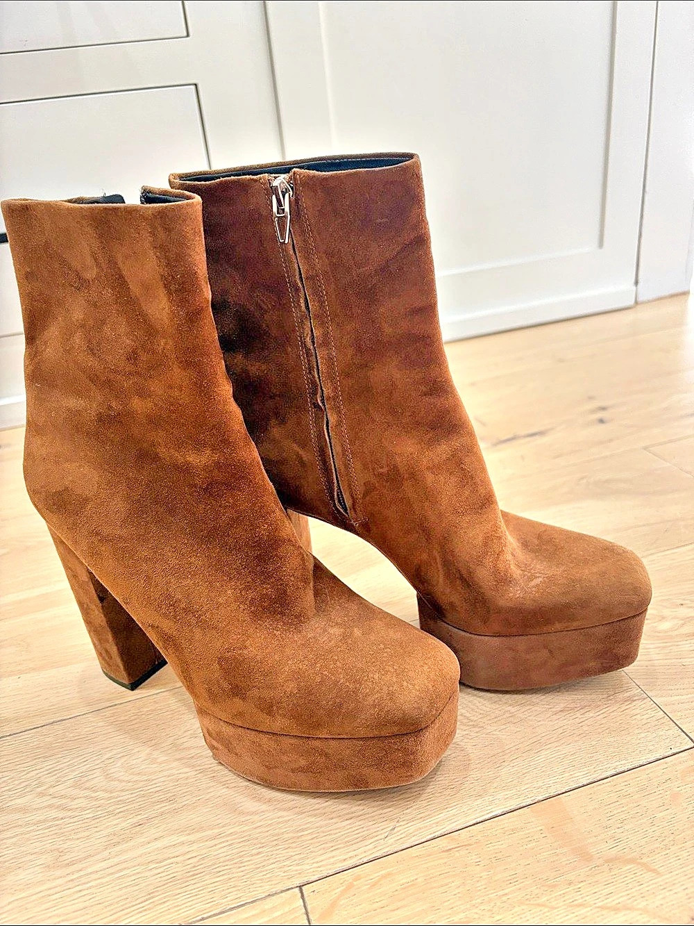 Alexander Wang Platform Heeled Boots-brown suede